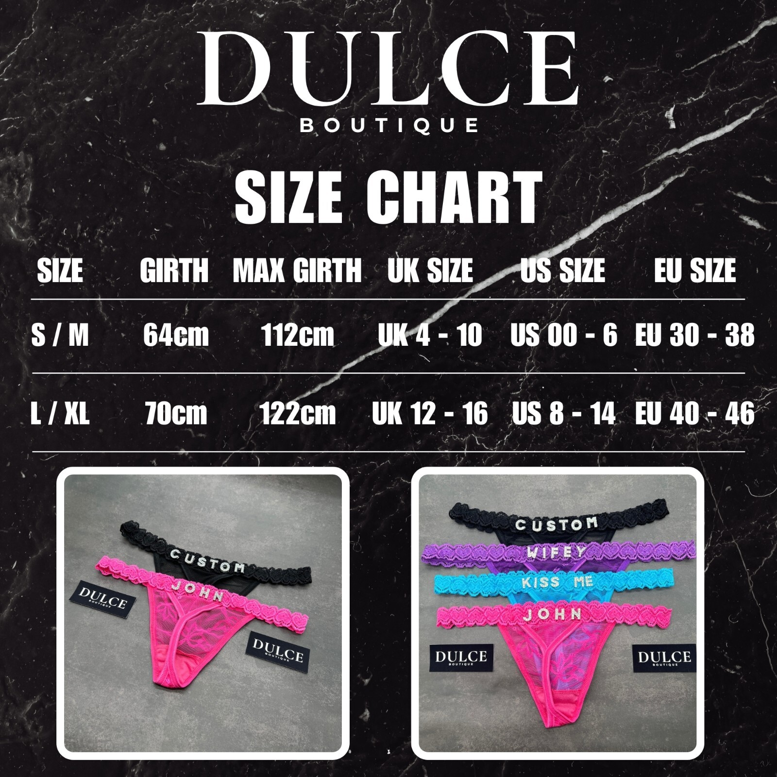 Custom Boyfriend Name Thong Lace Panties Personalised Crystal Letters Underwear