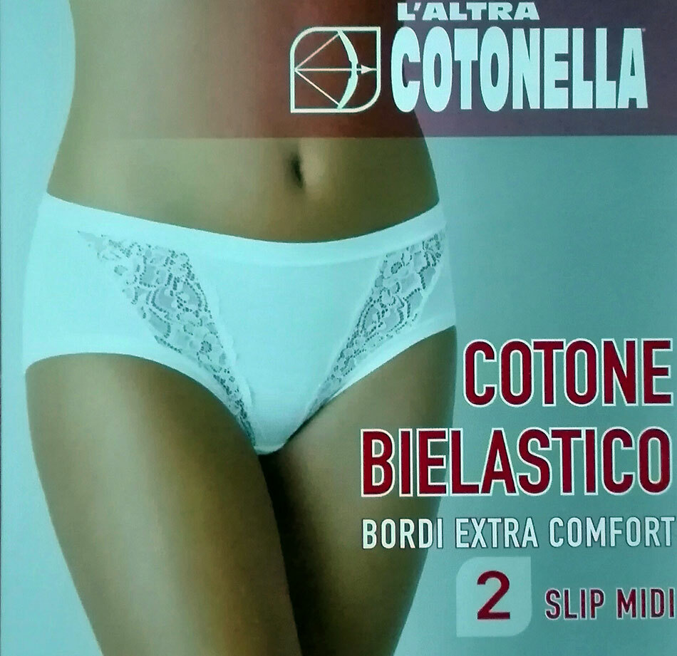 4 Women’s Cotonella Midi Slips In Stretch Cotton With Lace Inserts Art GD130