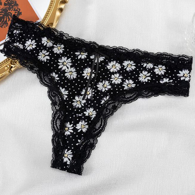 5 Pack Lot Sexy Women Lace Trim Panties Low Waist G String Thong Bikini Lingerie
