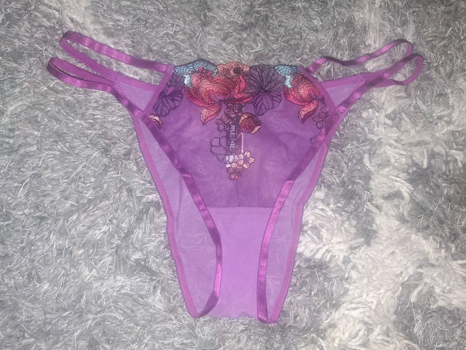 Adore Me/VS Embroidered Floral Strappy Brazilian Panty NEW Medium