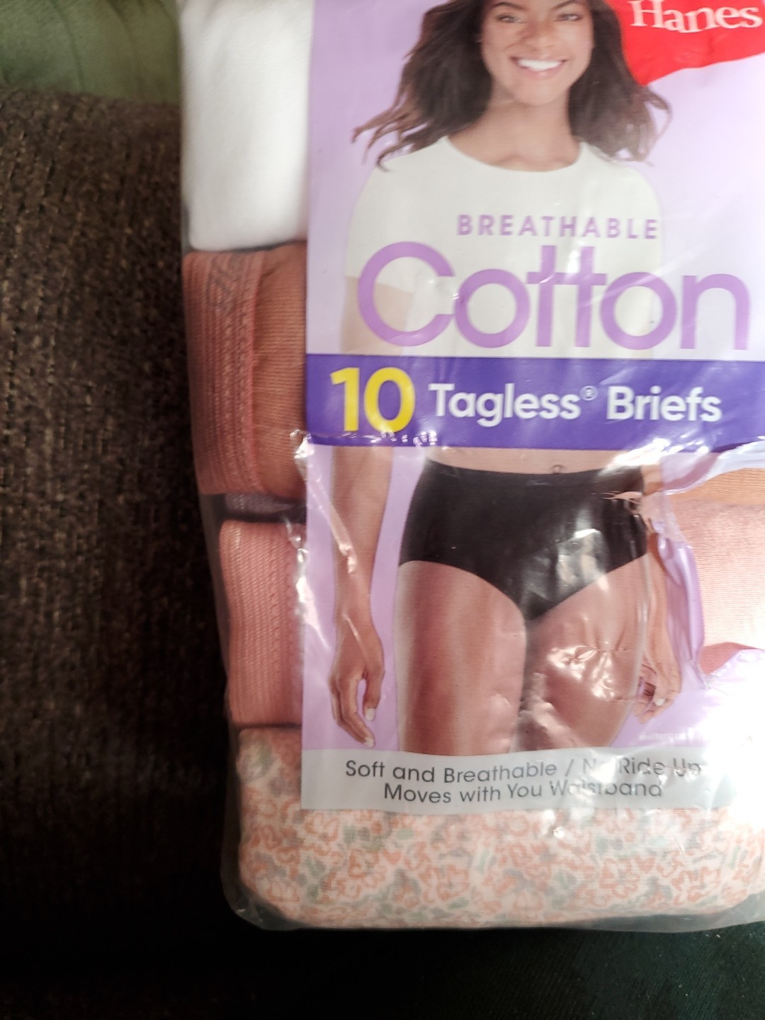 Womens Hanes PW40AD 9-Pack Cotton Tagless Brief Panties Multicolor Size 6/M
