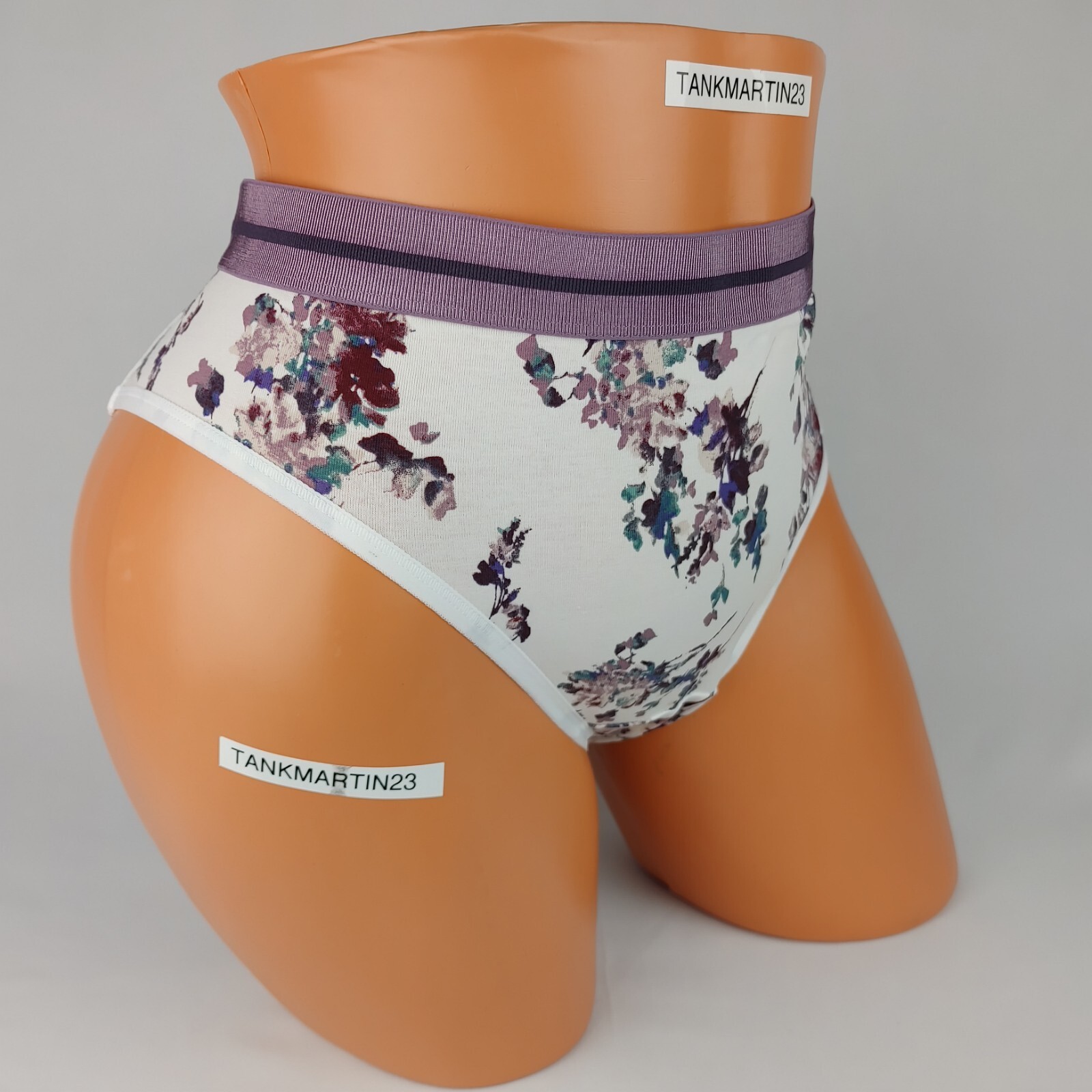 Lane Bryant Cacique Plus 18/20 Cotton Hipster Wide Band White W/ Purple Flowers