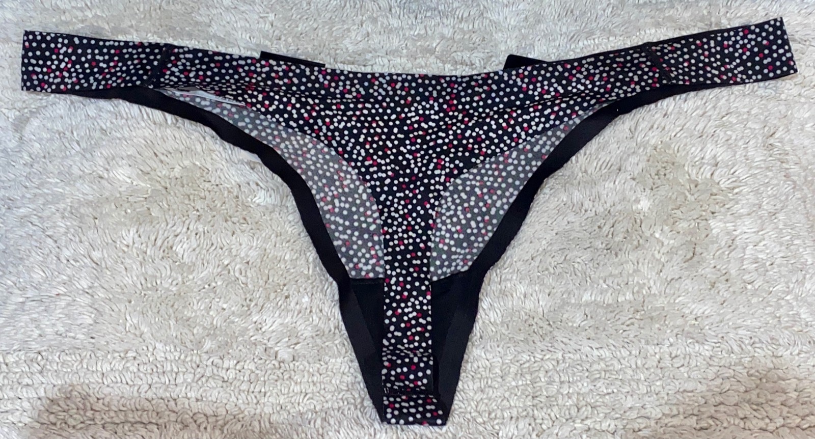 MAIDENFORM Comfort Devotion Tailored Dot Black White Pk Thong Panty Womens 2XL 9