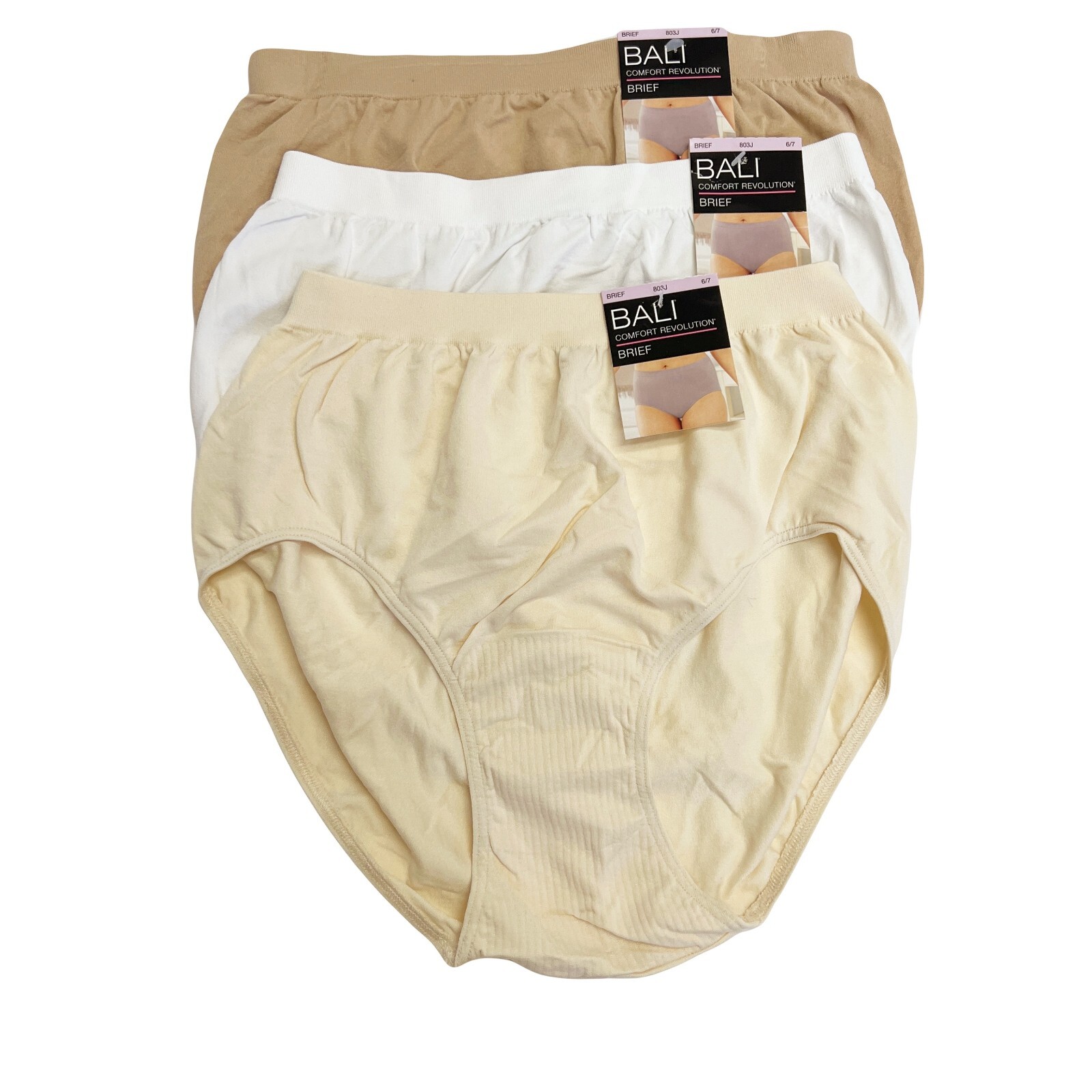 Bali Comfort Revolution Brief Panty 6/7 M MEDIUM NWT 803J 3 Pack Panties