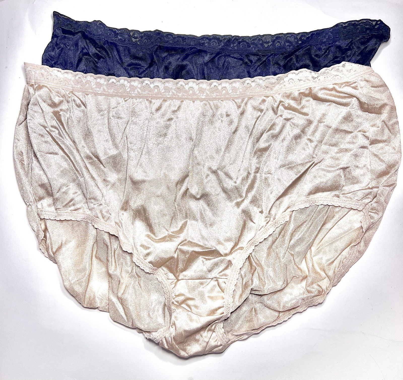 HANES Size 12 White Shiny Semi Sheer Nylon Brief Leg Panties Vintage