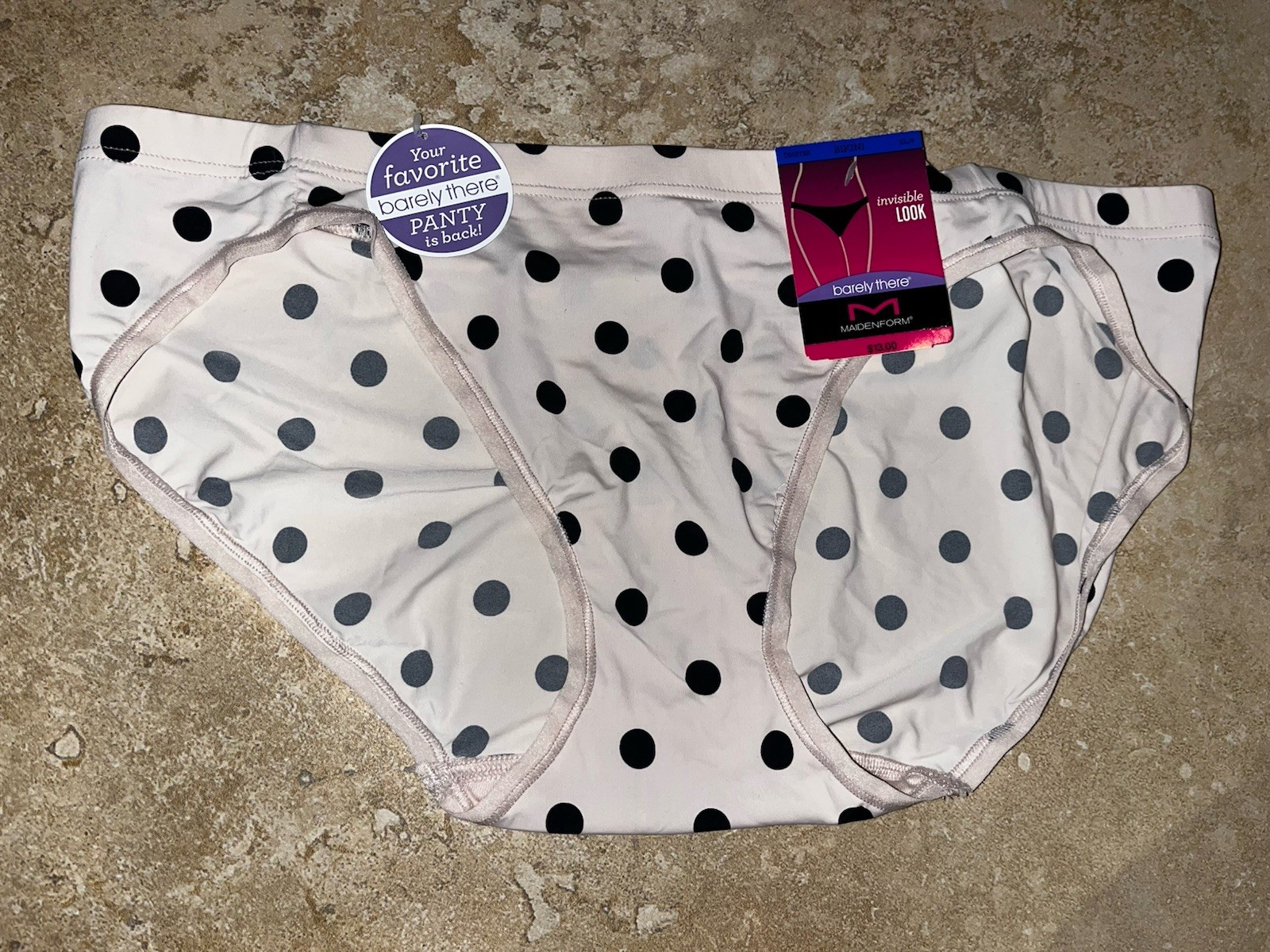 NWT Maidenform Invisible Look BARELY THERE Pink Polka Dot Bikini Panty XL 8
