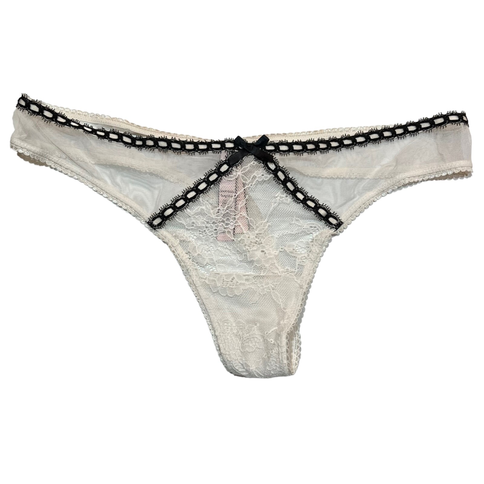 NWT VICTORIA’S SECRET Dream Angels Thong Sz XS-M-L-XL Ivory Cream Lace Black