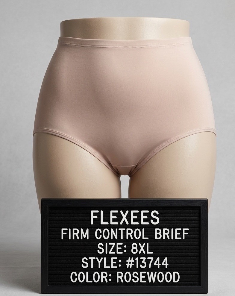 Flexees Firm Control Shapewear Brief Size 8 XL 8XL Rosewood Tummy Control 13744