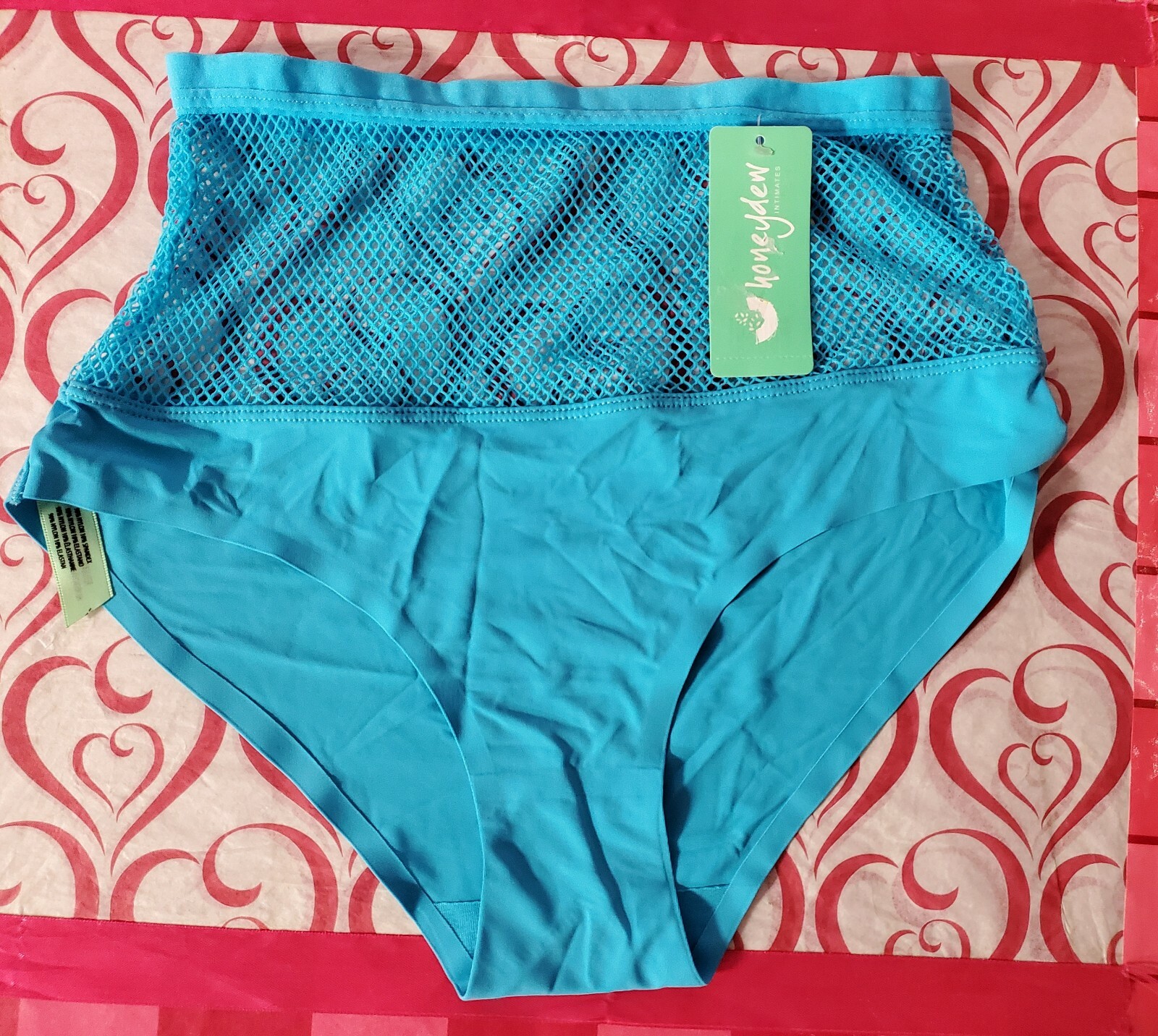 S Sexy Honeydew Intimates Fishnet High Waisted Hipster Panty Sea Breezer Blue
