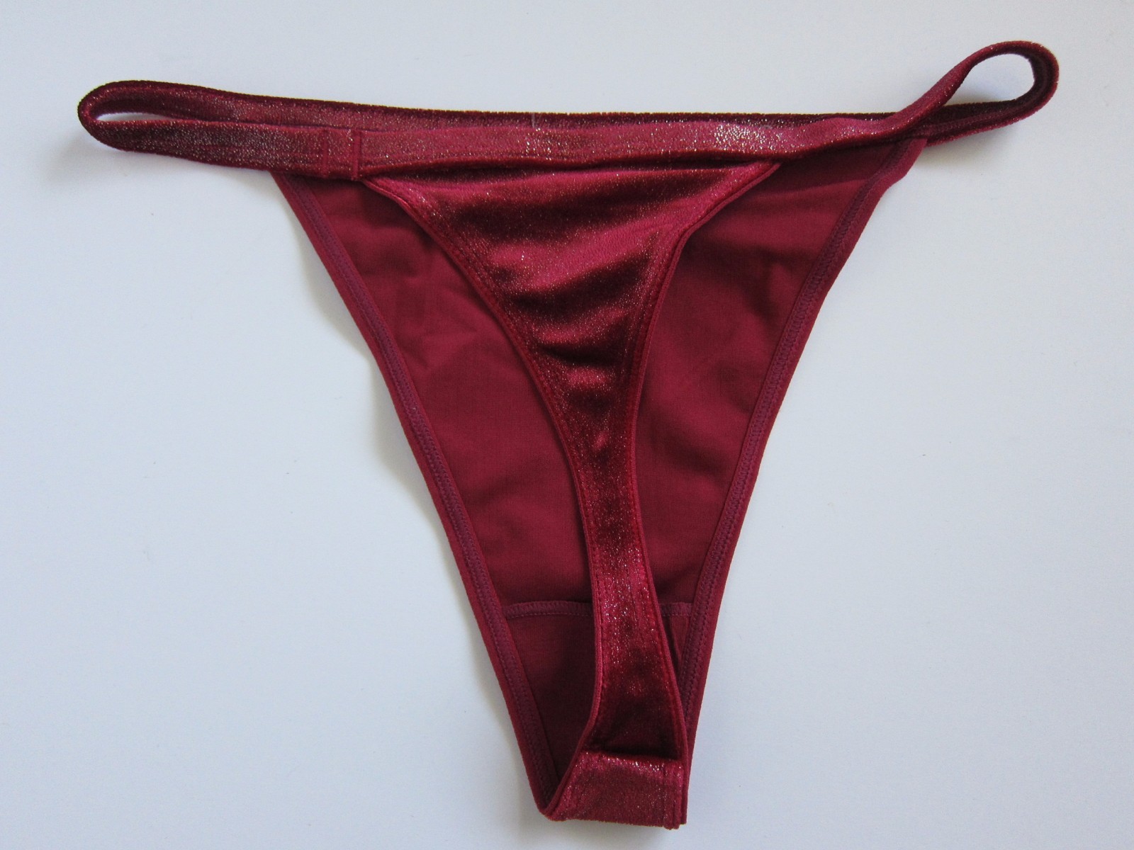 1 NEW Express VINTAGE 90s High Cut Glitter Velvet-Like Thong Panties MEDIUM