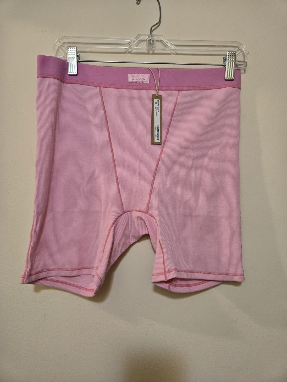 SKIMS Cotton Ribbed Boyfriend Boxers In Bubblegum Pink RARE Size Large