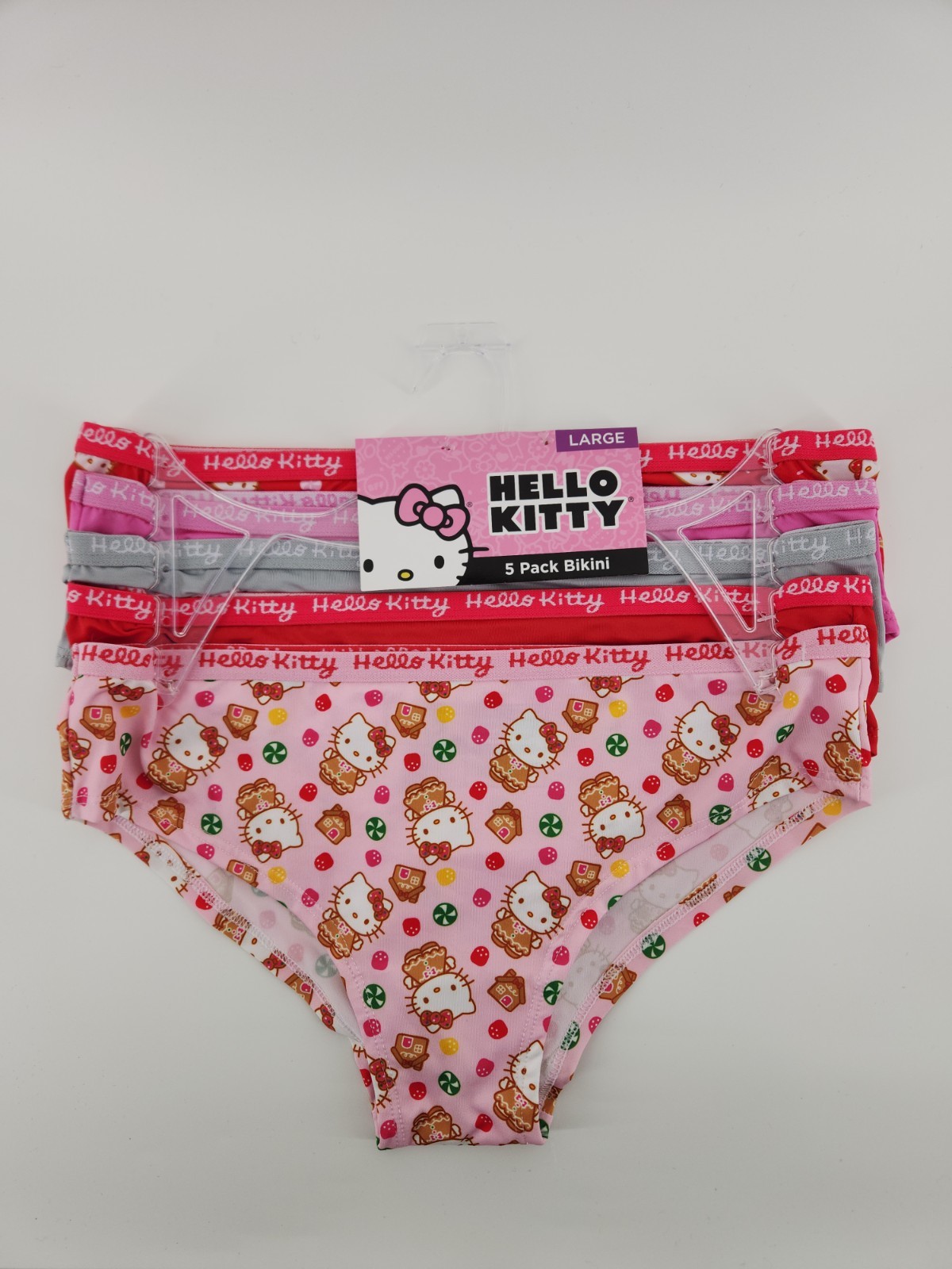 Hello Kitty Bikini Panty 5-Pack Gingerbread Large NWT
