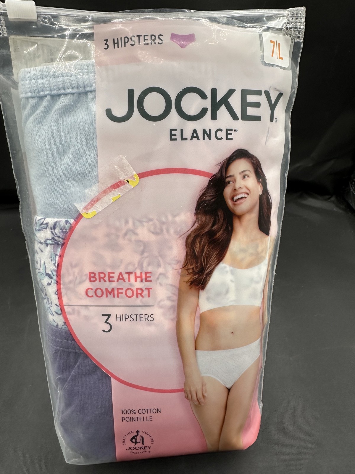 New 3 Pk Jockey Cotton Lavender Assortment Elance Hipsters Underwear Sz 7/L