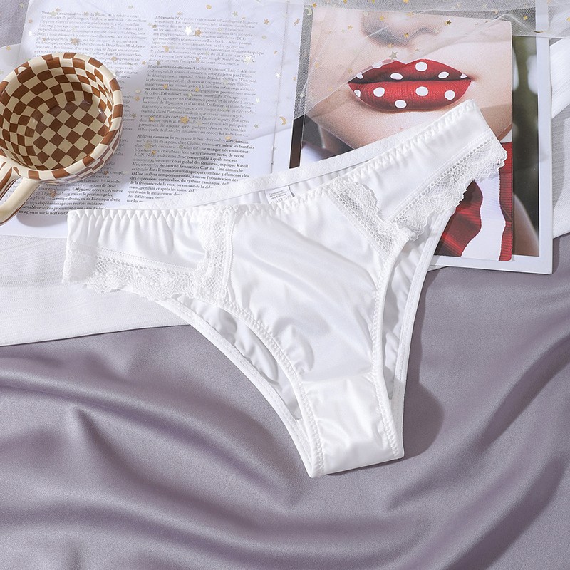 4-piece set of sexy women’s satin underwear, bikini thong underwear, lingerie