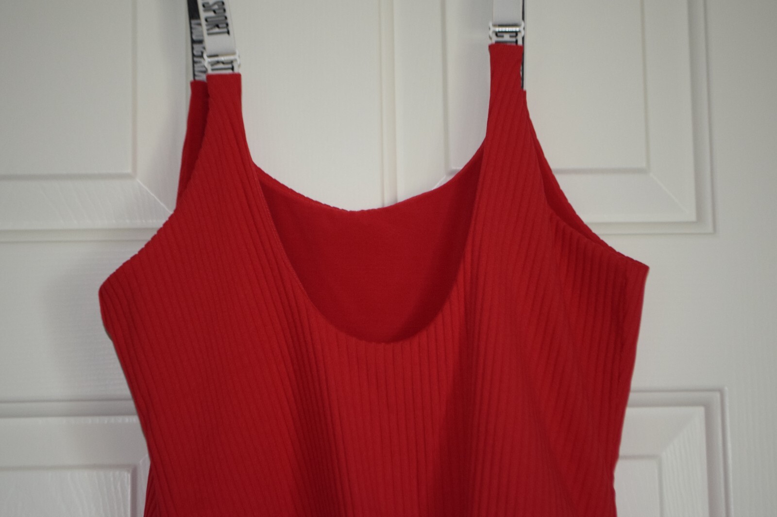 Victoria’s Secret Victoria Sport Pink Thong Ribbed Bodysuit Logo Straps