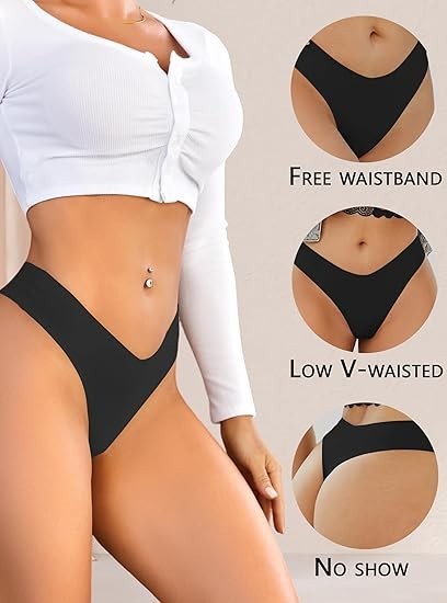 6 Tangas Sin Costuras Mujer V Cintura Transpirable Comodas Sexy Ropa Interior