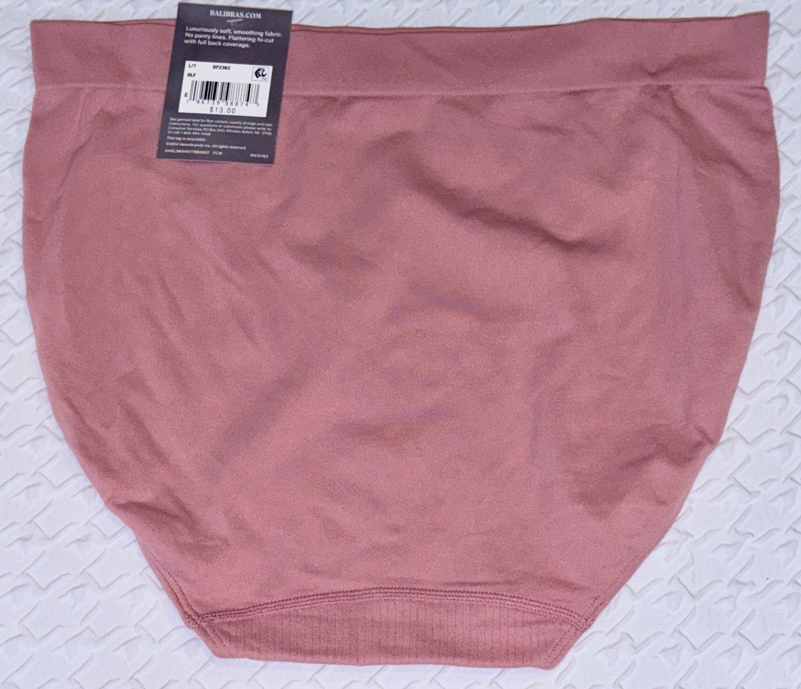 BALI One Smooth U Seamless All Around Smoothing Pink Hi Cut Panty Womens Sz M L