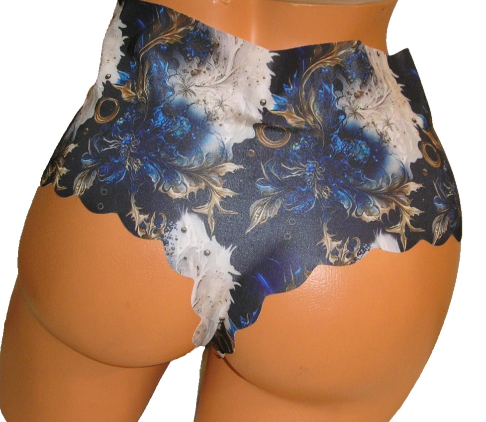Panties Lingerie Blues – Grays & Black Color Print Thong XXL Adult Gift
