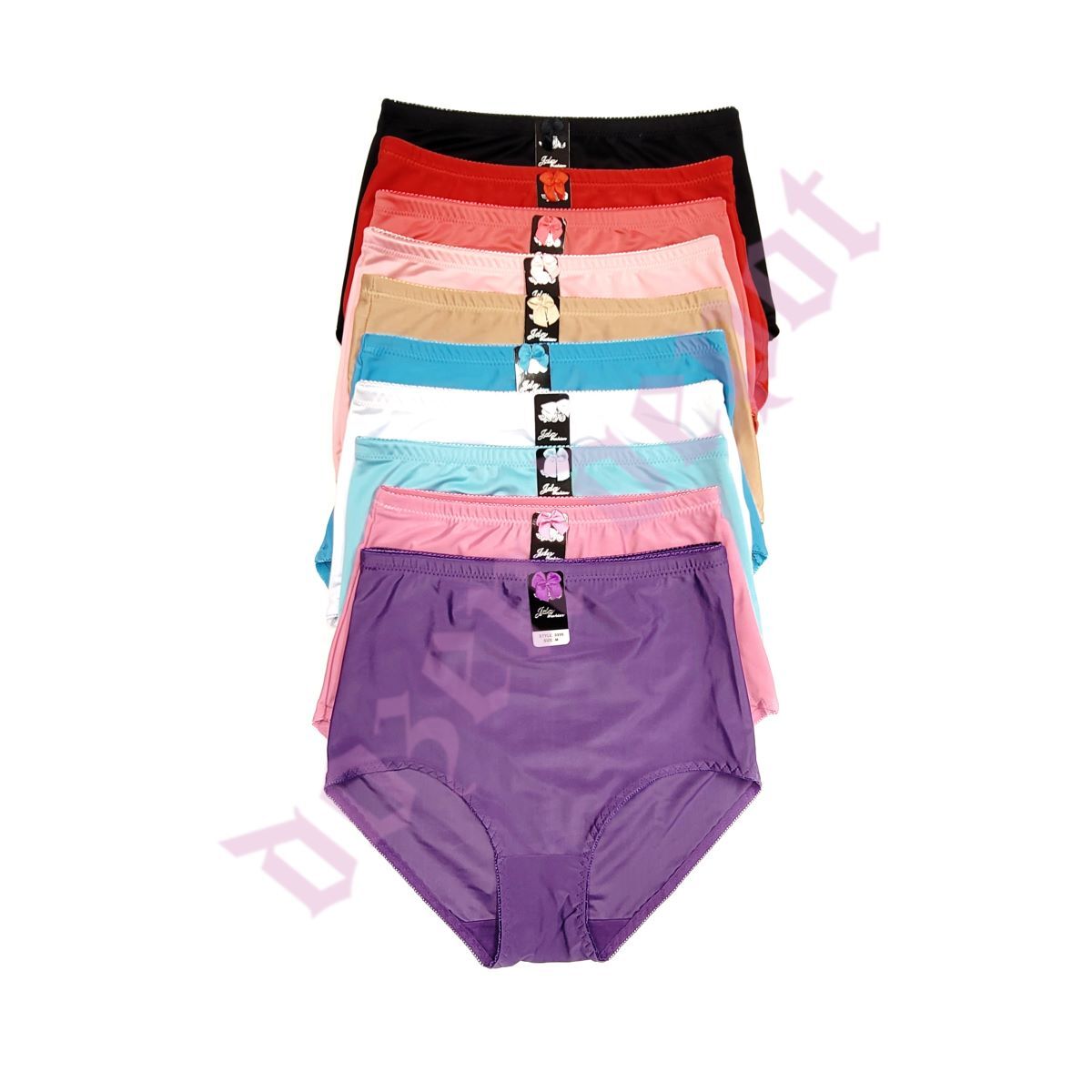 Lot 6 Full Coverage High Waist Very Light Tummy Control Satin Girdle Panties