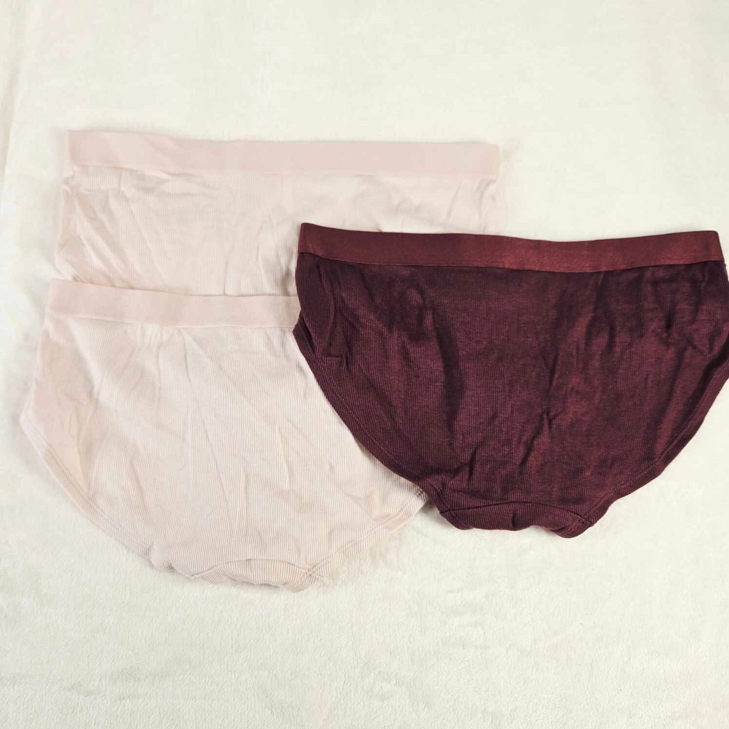 Auden 3 pcs Cotton Ribbed Hipster Underwear Womens Medium Stretch