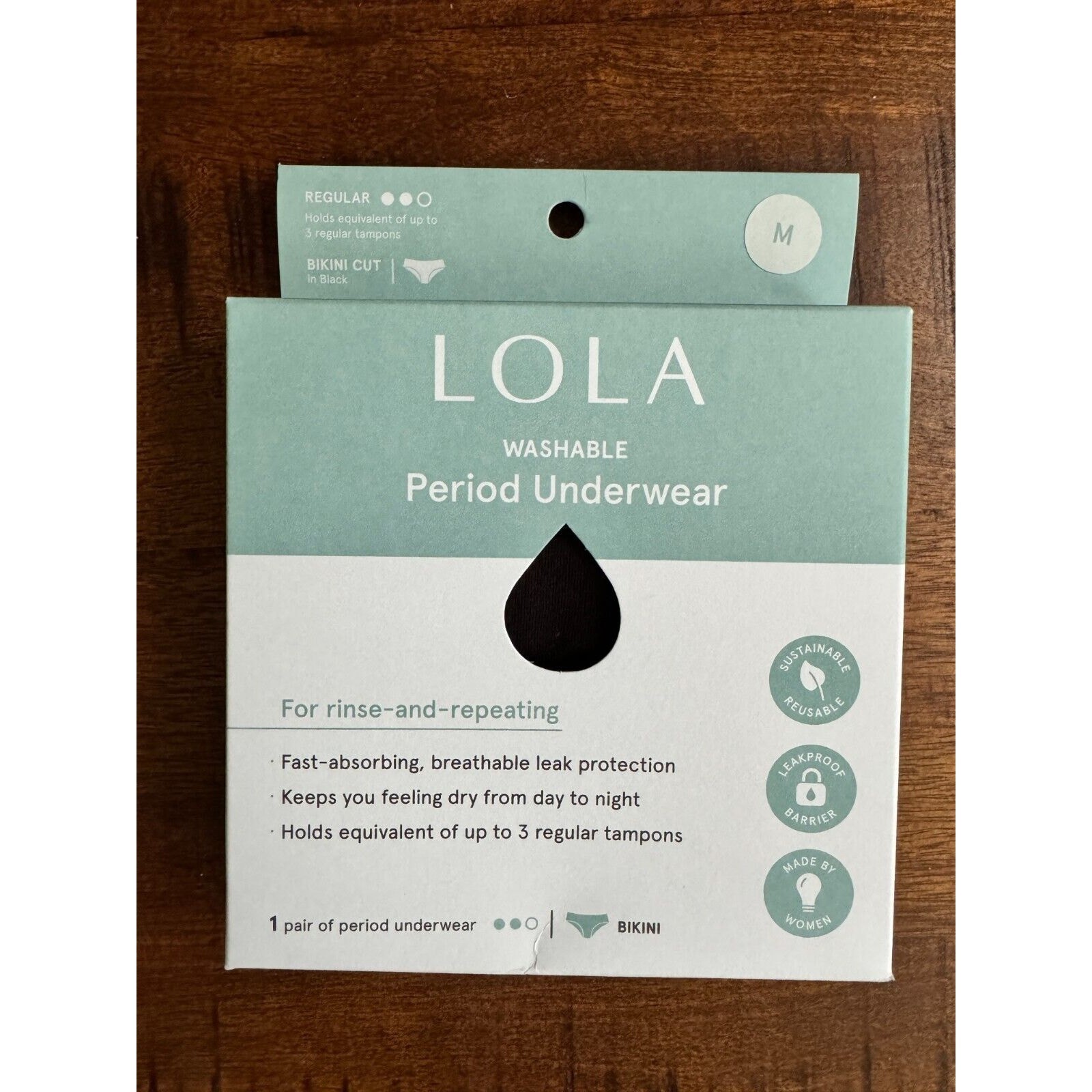 LOLA Washable Period Underwear BIKINI CUT SIZE M Medium FREE SHIPPING NEW