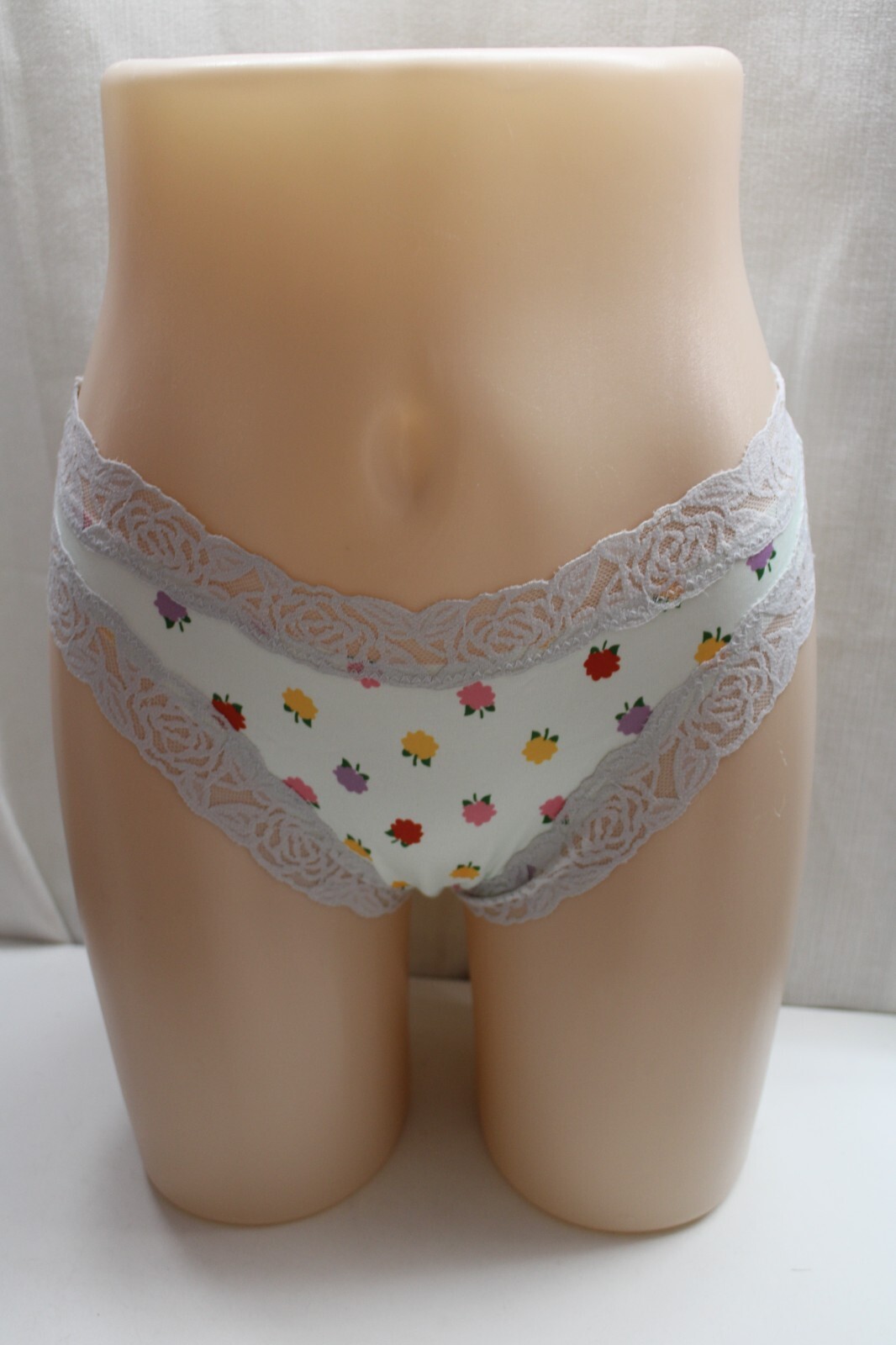 Sissy Lace Satin Cheeky Thong Panties Lightweight Shiny Stretch Violet Flowers S