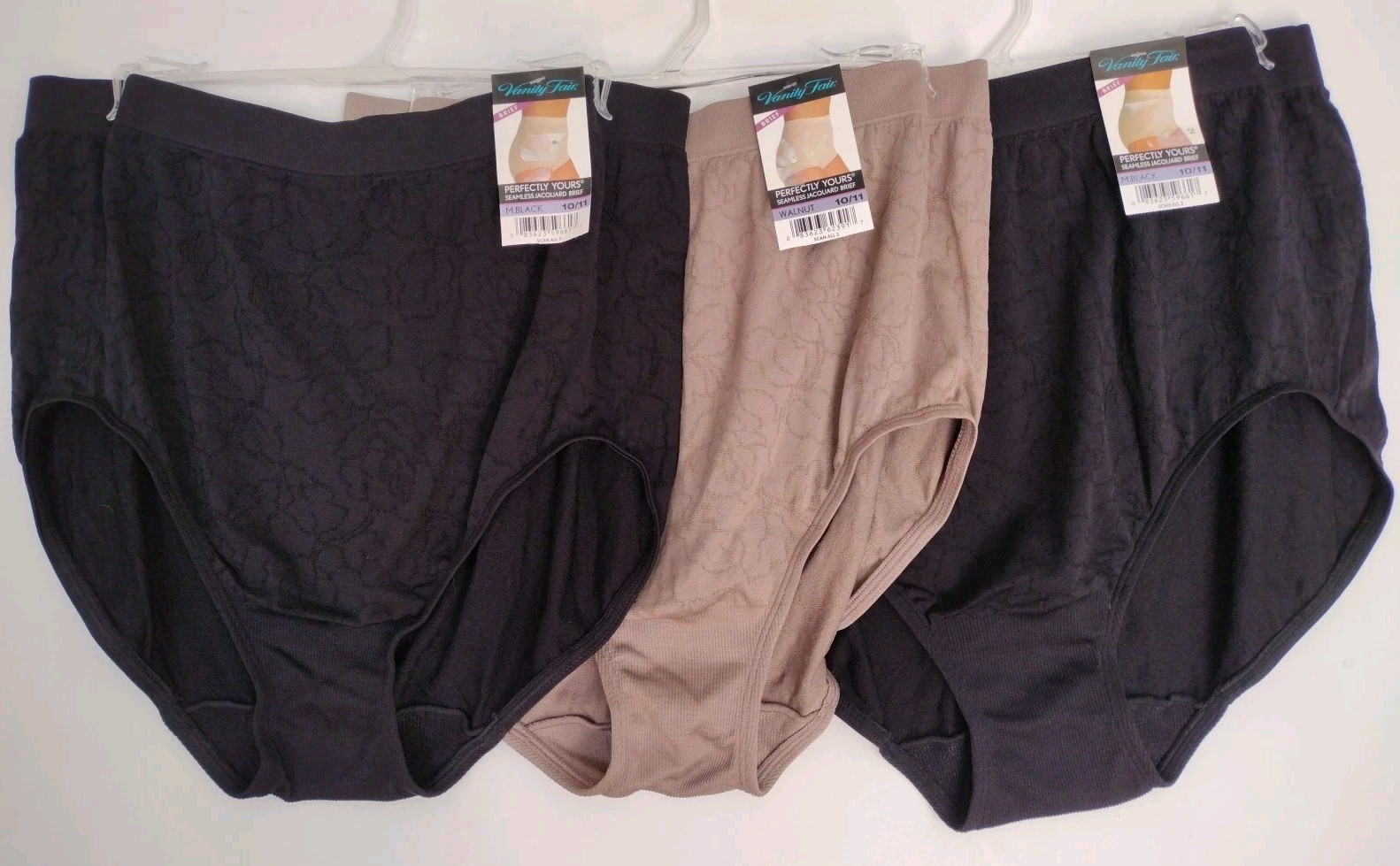 3 LOT NEW WITH TAGS 10/11 VANITY FAIR SEAMLESS JACQUARD BRIEFS PANTIES PERFECTLY