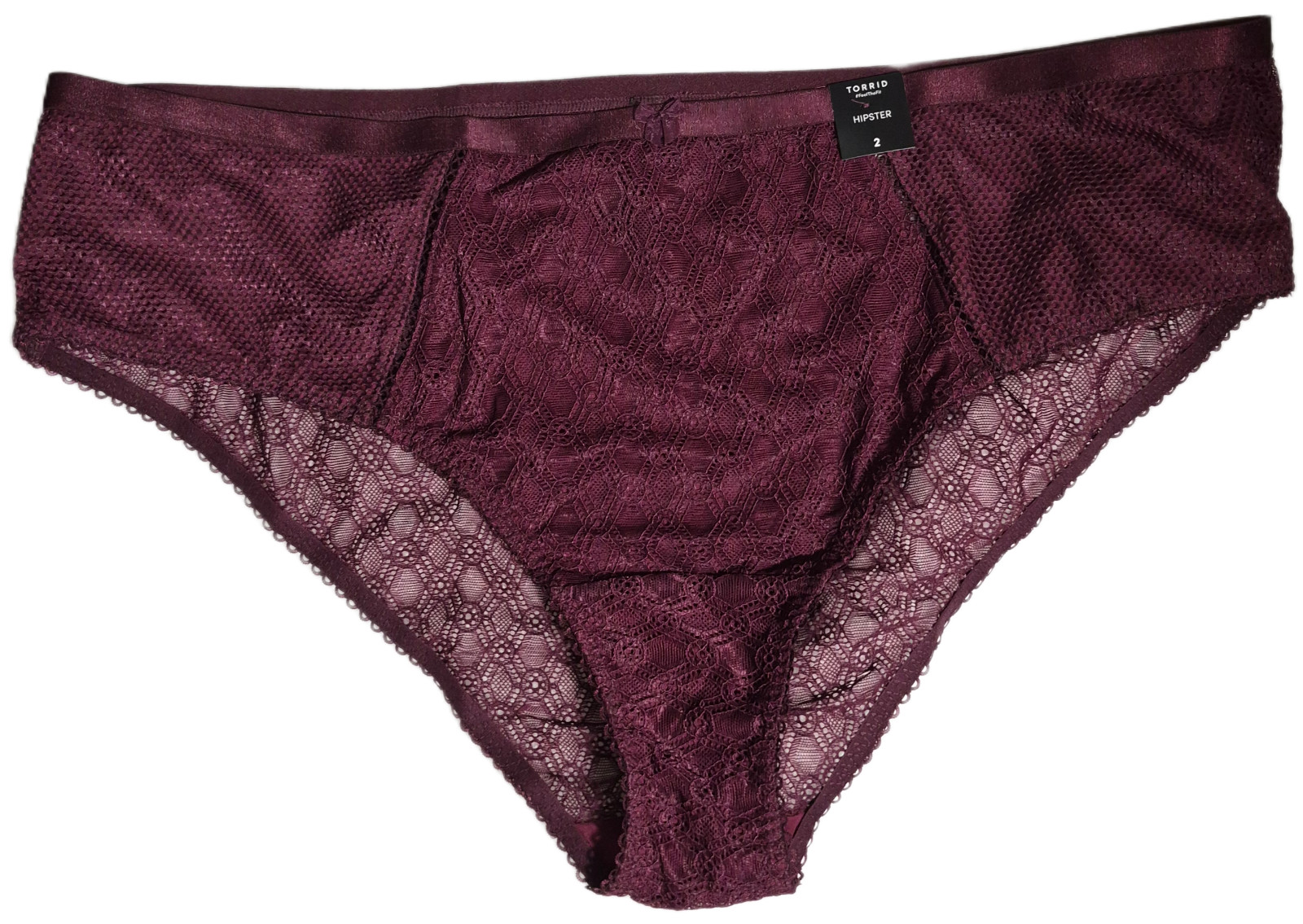 Torrid Hipster Panty Size 2X Winetasting Bella Lusso Fishnet Lace Mid Rise NWT