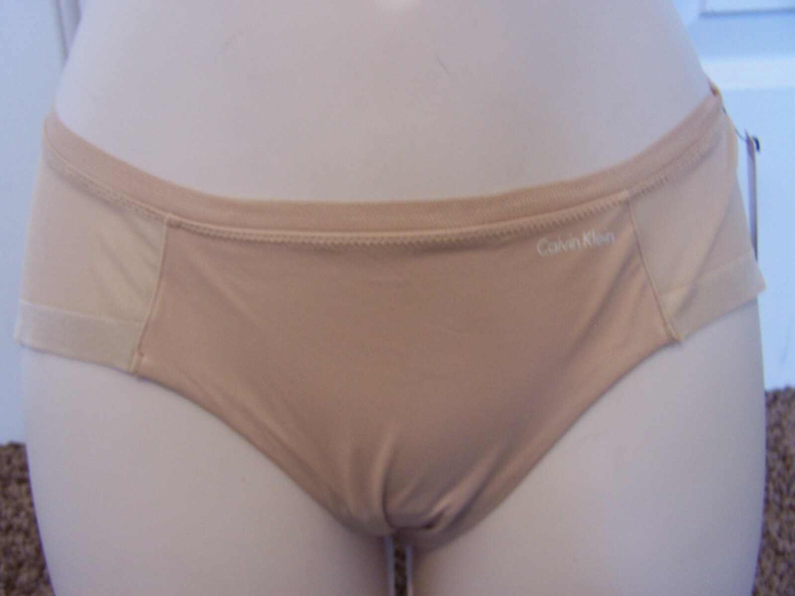 2 PAIR-CALVIN KLEIN Mesh Panel Bikini Beige and Black Style AF 1708 Size XL