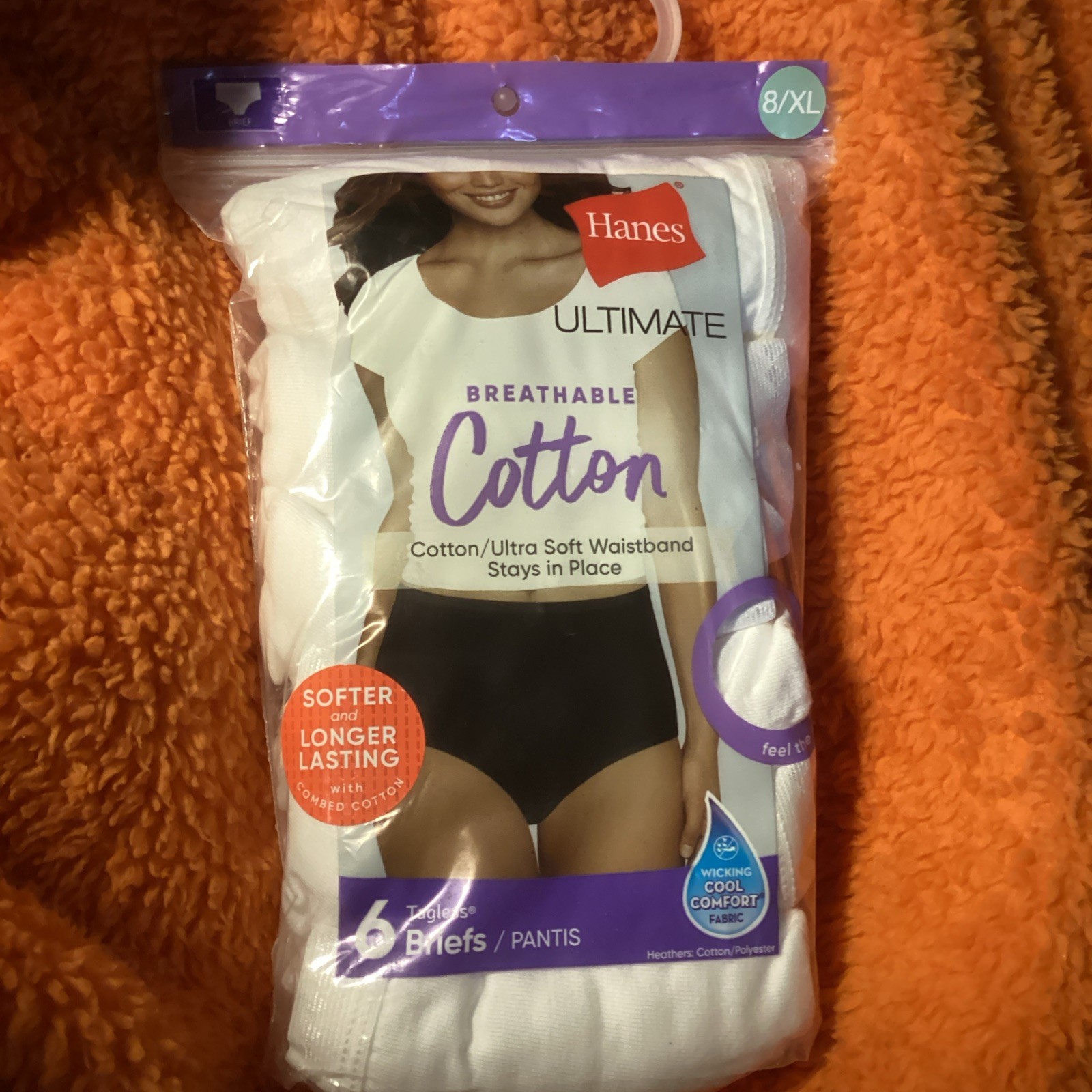 Hanes Cotton Briefs 6 Pack Breathable No Ride Up White Size 8 XL New!