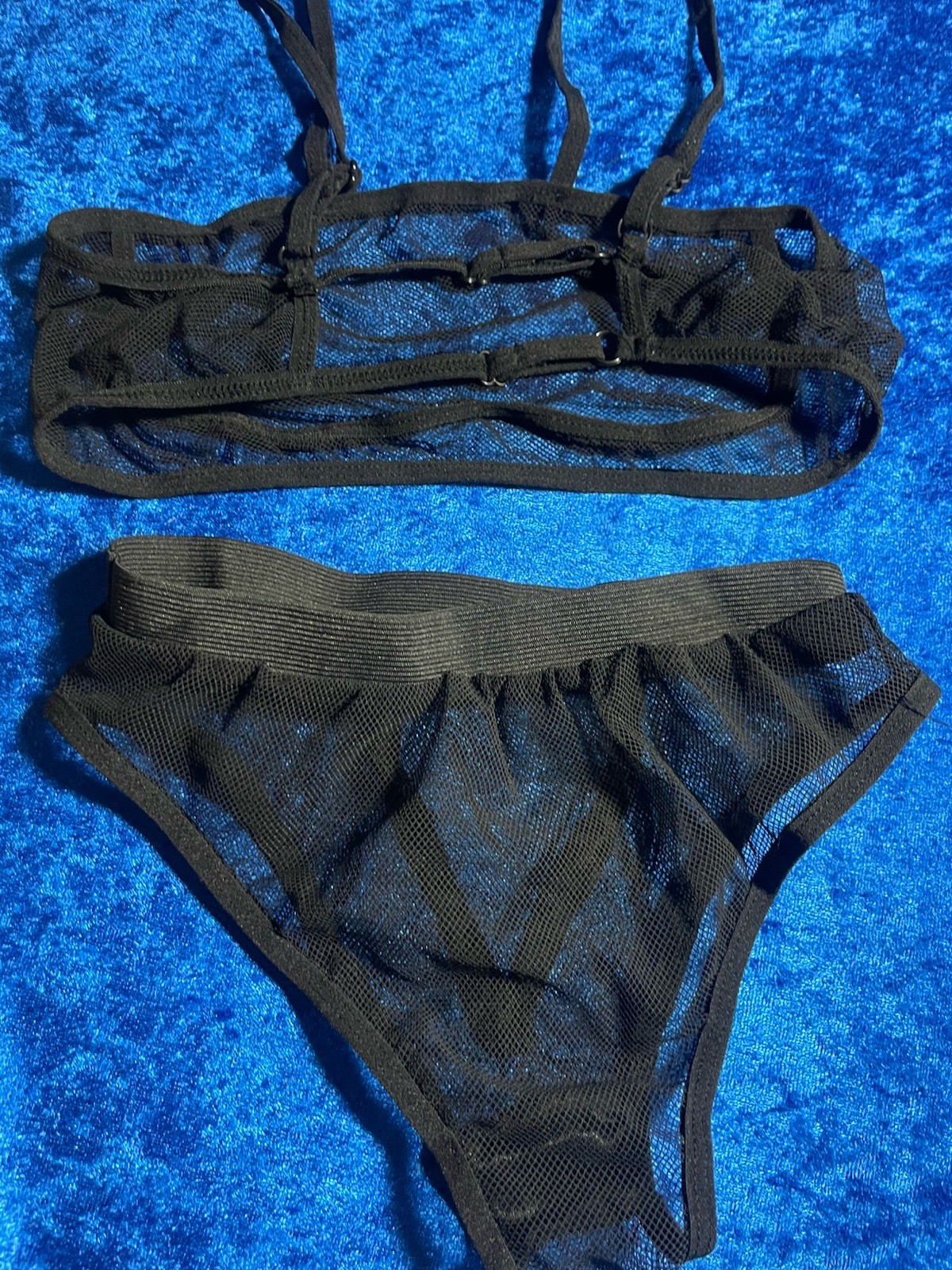 Fishnet Lingerie Set 2 Pc Bra Panties Sissy Outfit XS/Small Adult Sexy Mesh