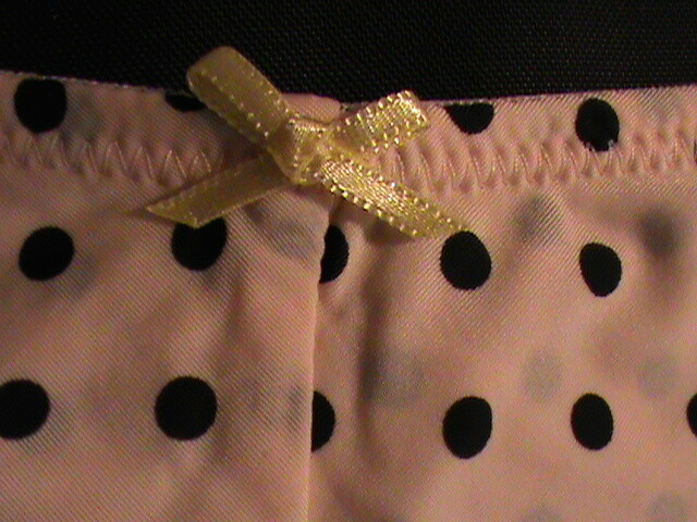 Victoria’s Secret cheekini S satin panty cream-beige black polka-dot vintage NWT