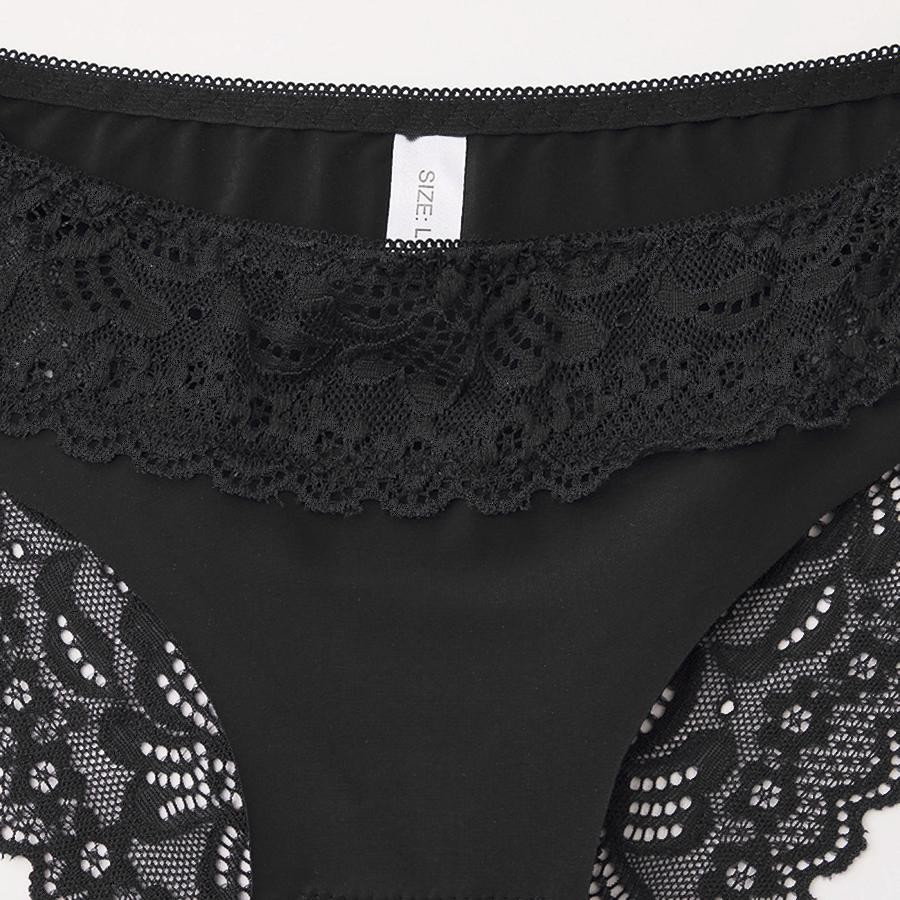 3-pack Women’s Lace Stitching Briefs, Ice Silk Comfortable and Breathable Thongs