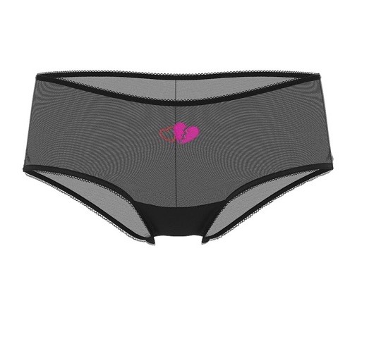 VICTORIA’S SECRET PINK Wink Cheeky Panty Black Hearts Mesh XSMALL