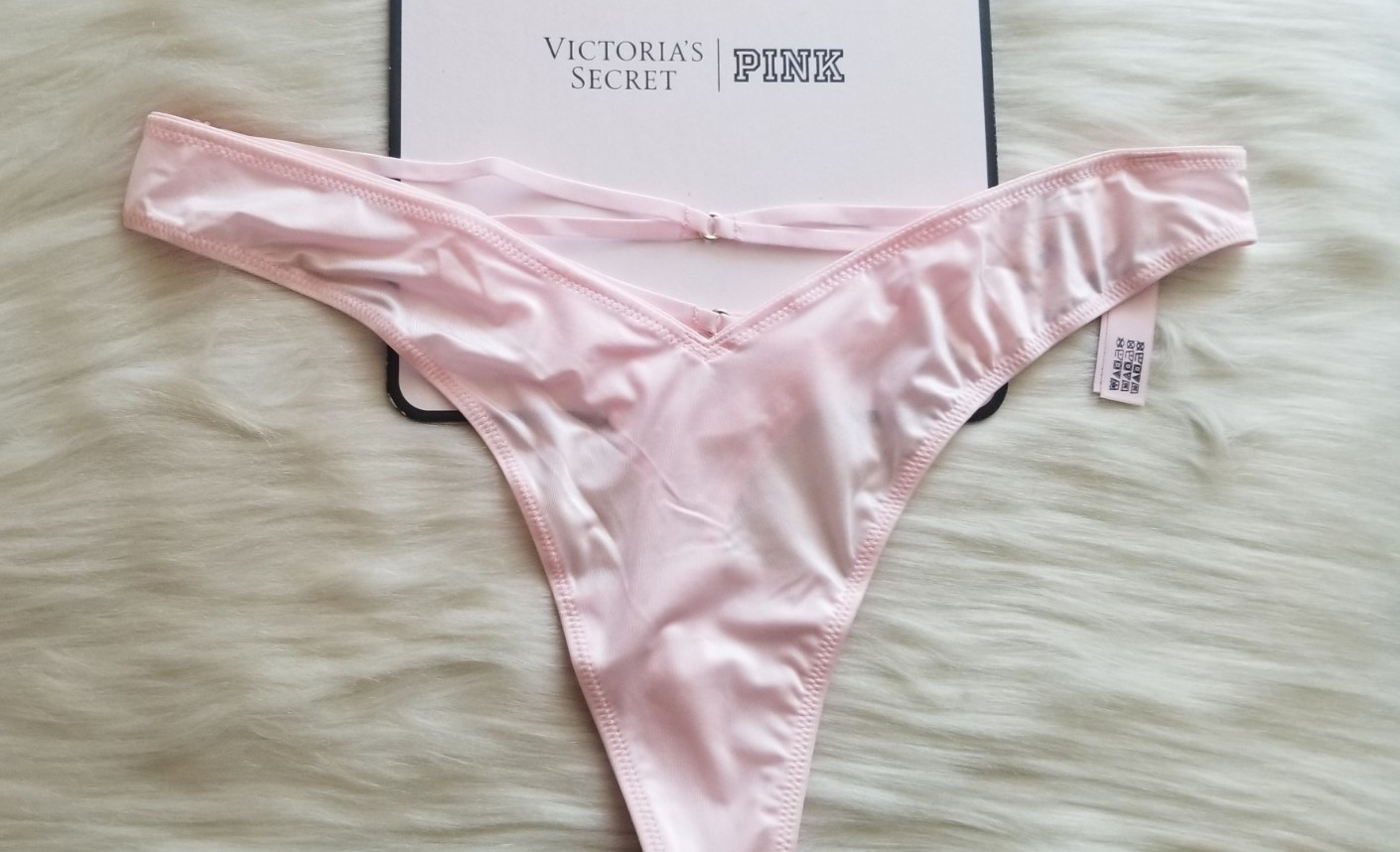 VICTORIA’S SECRET SMOOTH STRAPPY BACK HIGH LEG THONG PANTY ANGEL PINK LARGE NWT