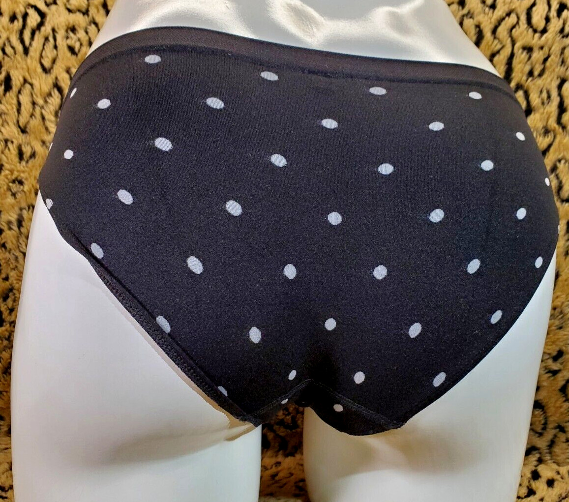 Victoria’s Secret Logo Waistband Black Polka Dots Bikini Panty XS NWT Sexy