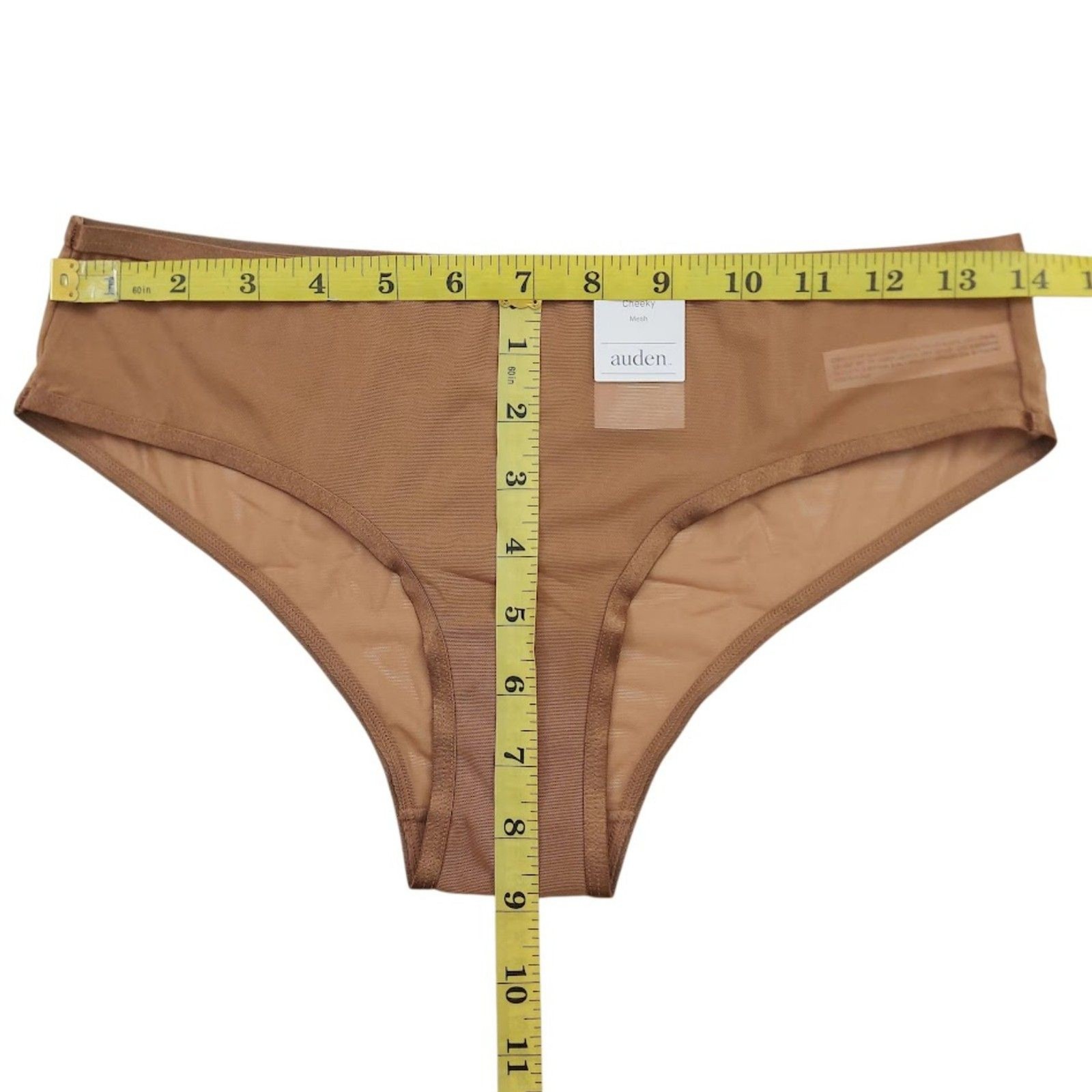 Auden Lace Mesh Cheeky Underwear Womens Medium Brown Sheer Panties Coquette