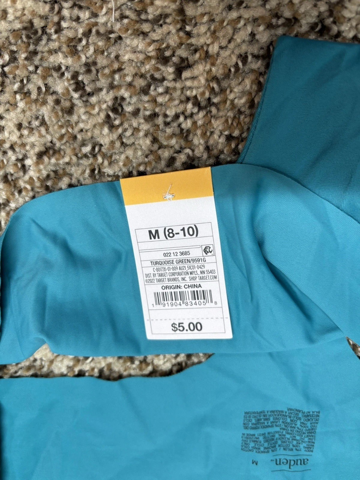 Auden “Turquoise Green” Invisible Edge Thong. Size: M (8-10).