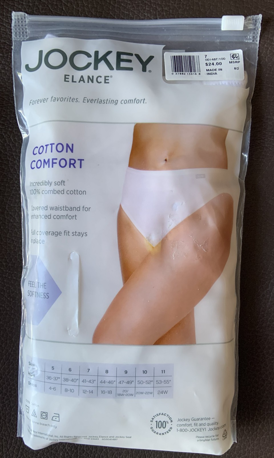 JOCKEY Elance White Cotton French Cut Panties 7-L 3-PK