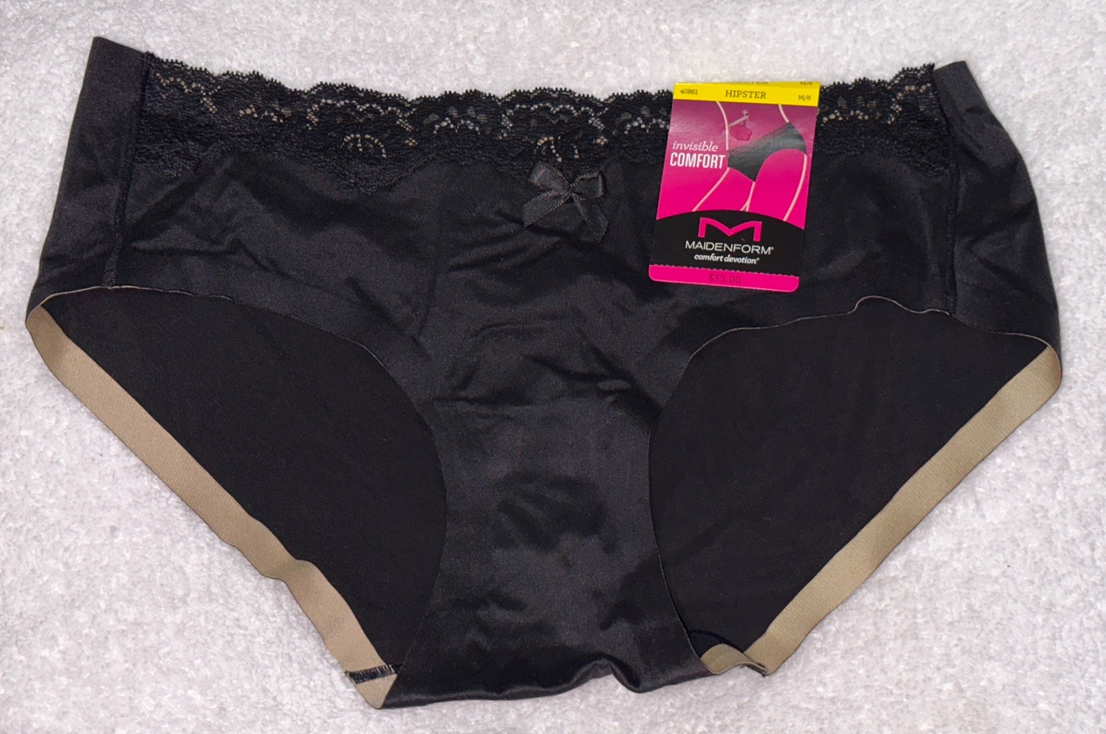 MAIDENFORM Comfort Devotion Embellished Black Hipster Panty Womens S M L XL 2XL
