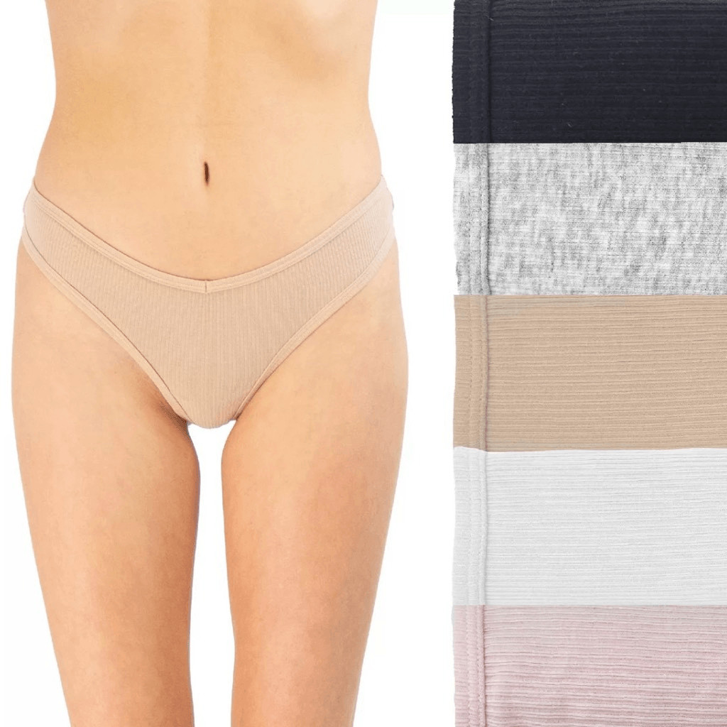 NWT 5 Pack SO L Gorgeous Pink,white, tan, grey & Black Ribbed Panty Set