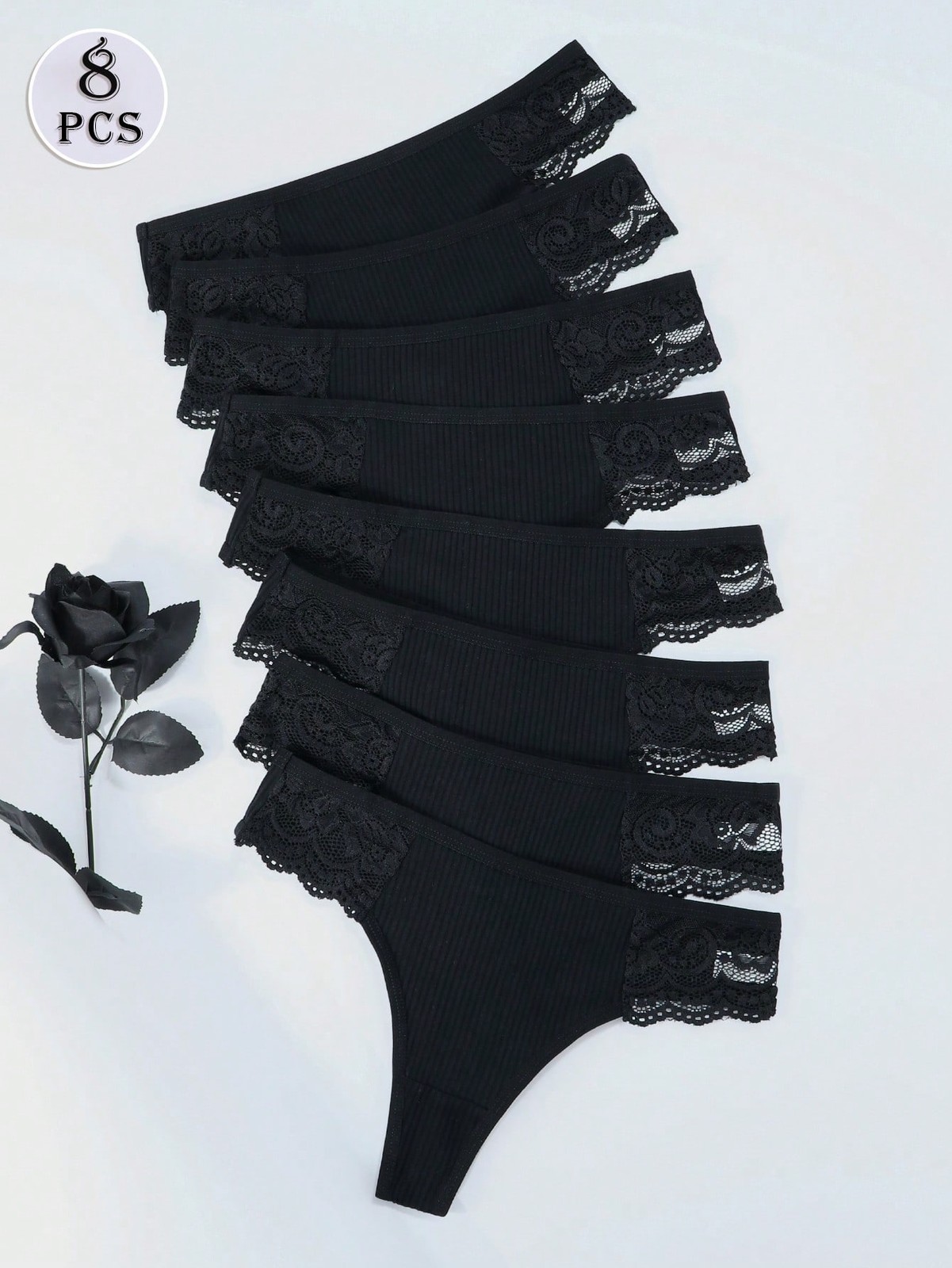 8Pcs/Set Women’s Cotton Thongs Panties Underwear Comfortable Breathable Female S