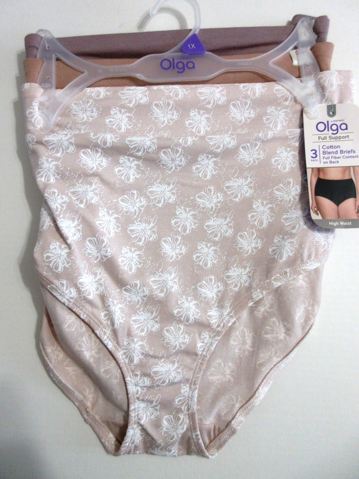Warners Olga BRIEF 3-Pair High waist Dig Free support panties cotton ~ 1X $30