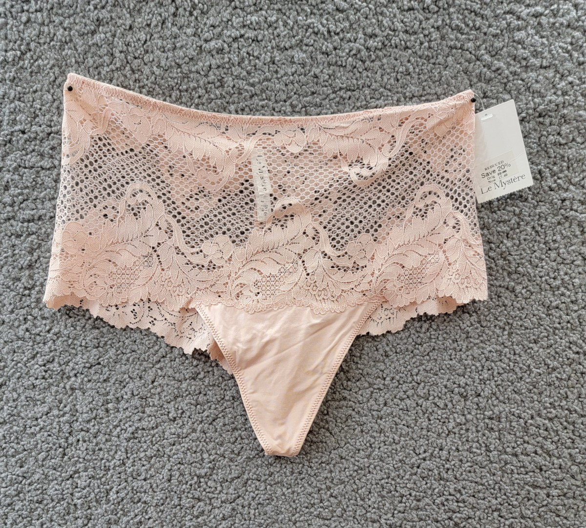 Le Mystère Lace Allure High Waist Thong Underwear Women’s S Pale Peach Pull On