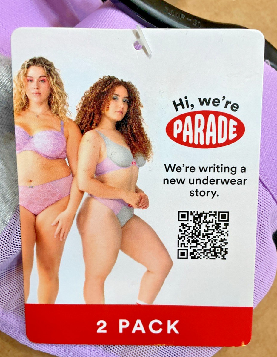 Parade Womens Mesh Thong Underwear Black/Gray 2 Pack Size XL G19