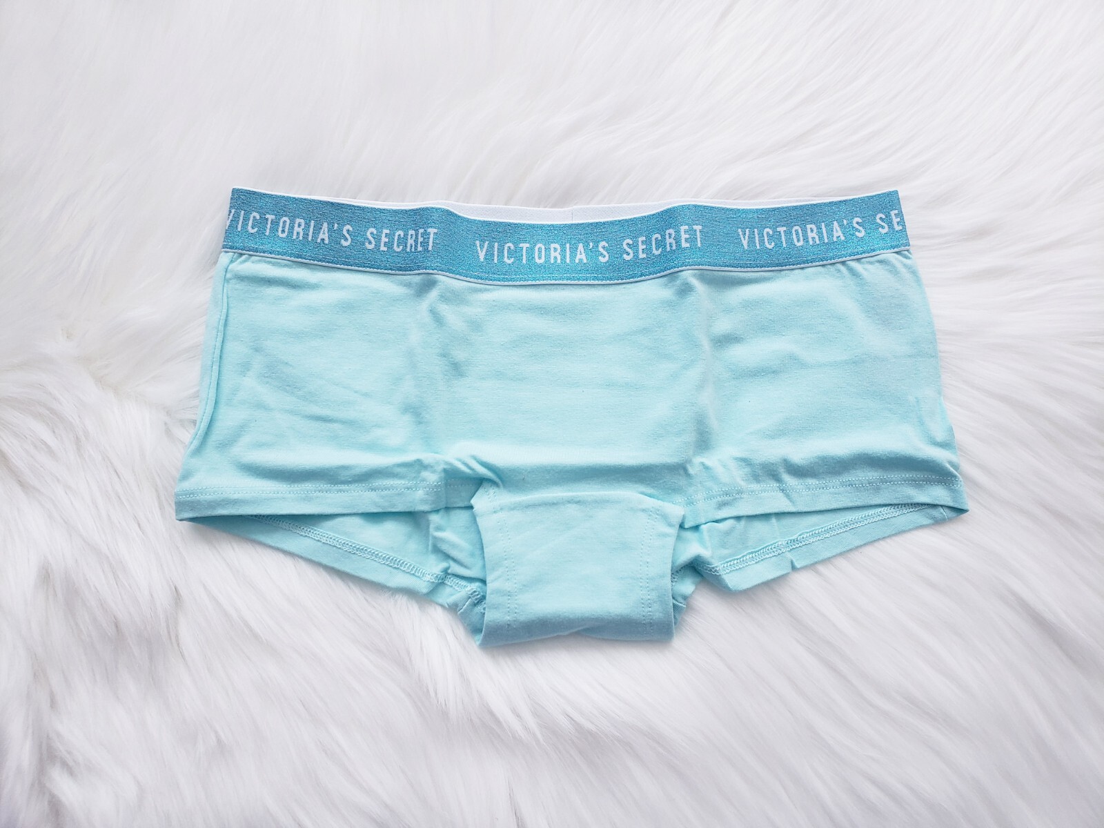 NWT VS Cotton Shine Logo Waistband Boyshort Panties Size Medium