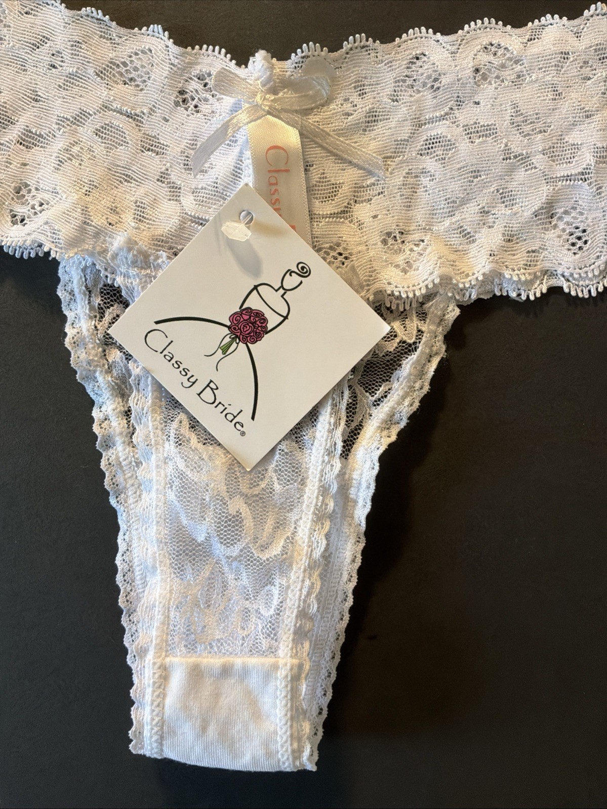 Rhinestone White Lace BRIDE Panty CLASSY BRIDE Lingerie ONE SIZE NWT Retail $24