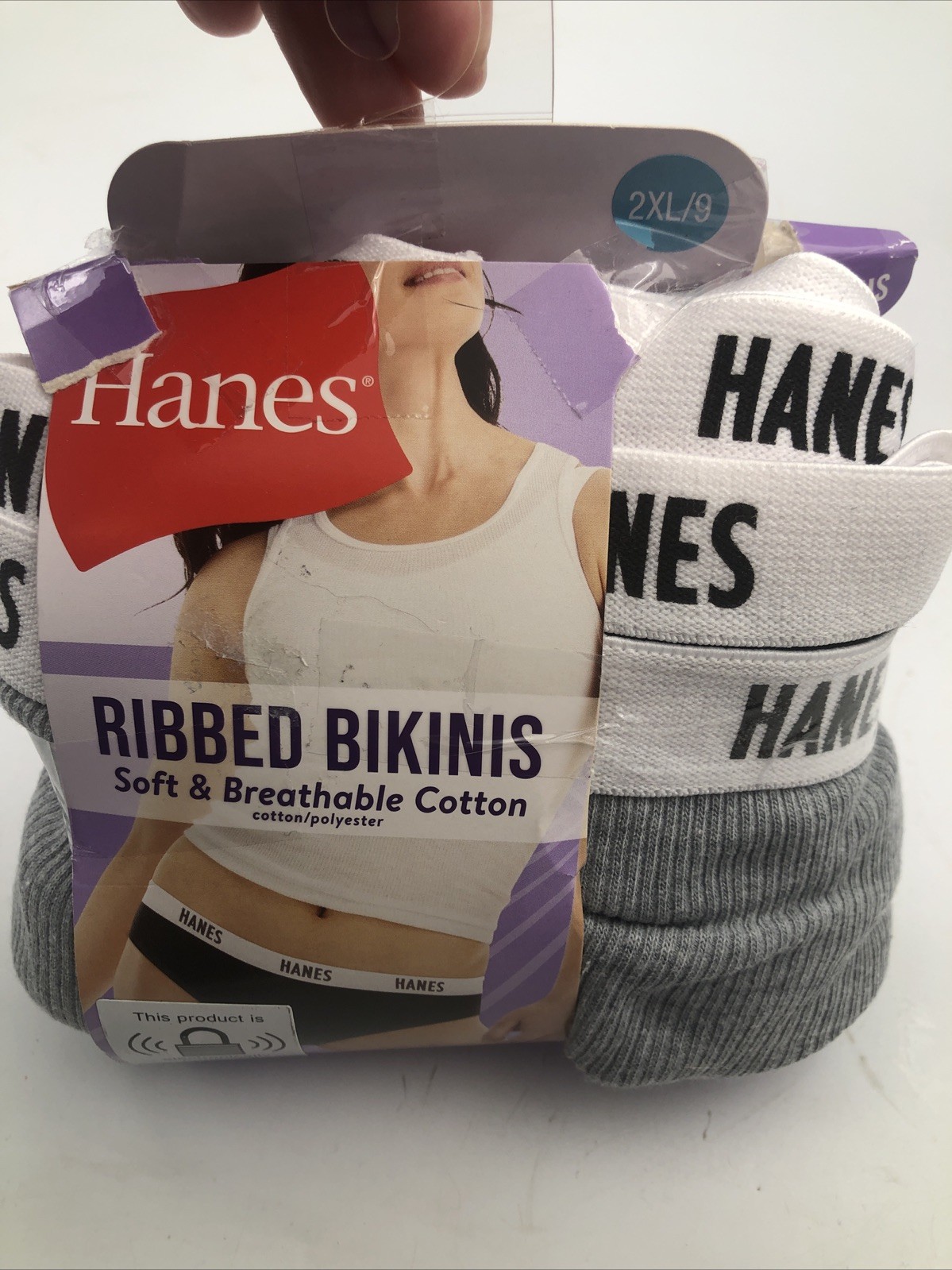 Hanes Ribbed Bikinis 3 Pair 2XL/9 Soft & Breathable Cotton