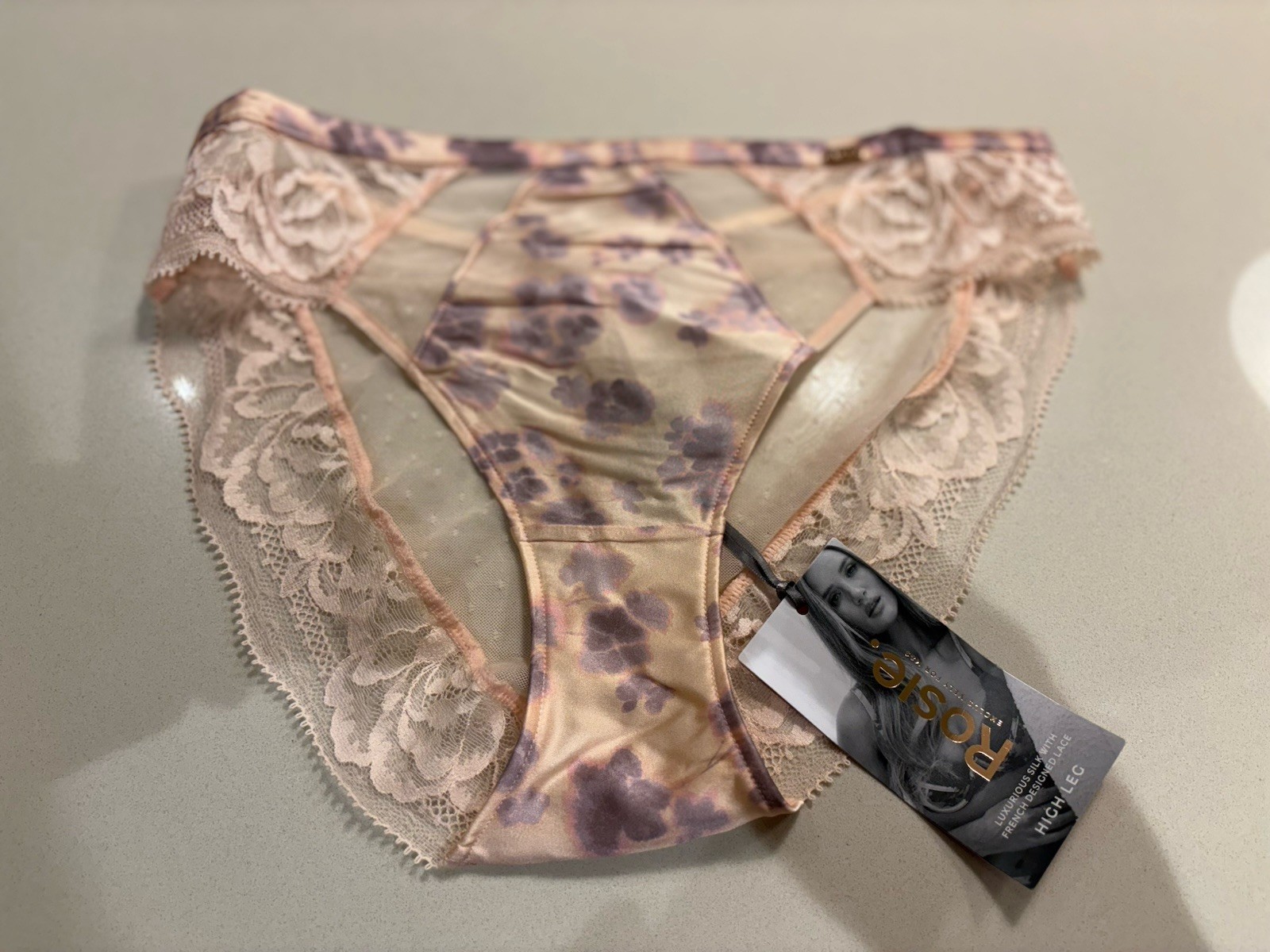M&S ROSIE FOR AUTOGRAPH SILK & LACE HIGH LEG KNICKERS SIZE 8 BNWT Melba Blush