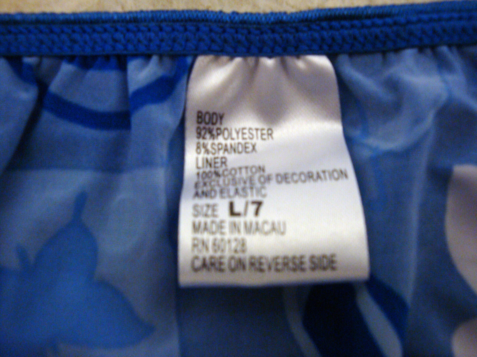 Vintage 7 L Blue Silky Smooth String Bikini Panty Silver Dots NWT Unique